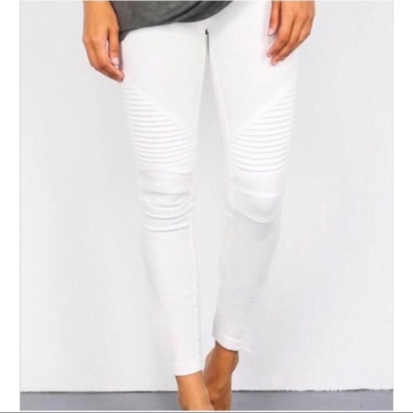 White Moto Leggings / Jeggings - Picture 2 of 4